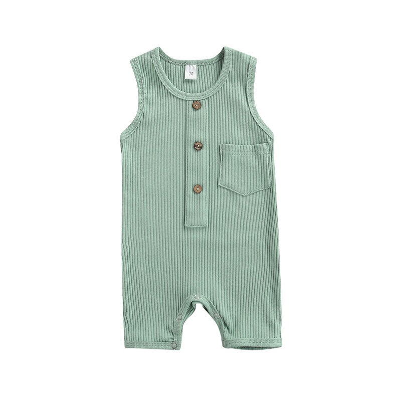 Pasgeboren Baby Meisjes Jongens Zomer Kleding Peuter Kids Baby Jongens Mouwloos Knop Gebreide Romper Jumpsuits Overalls Zachte Outfits: A / 6m