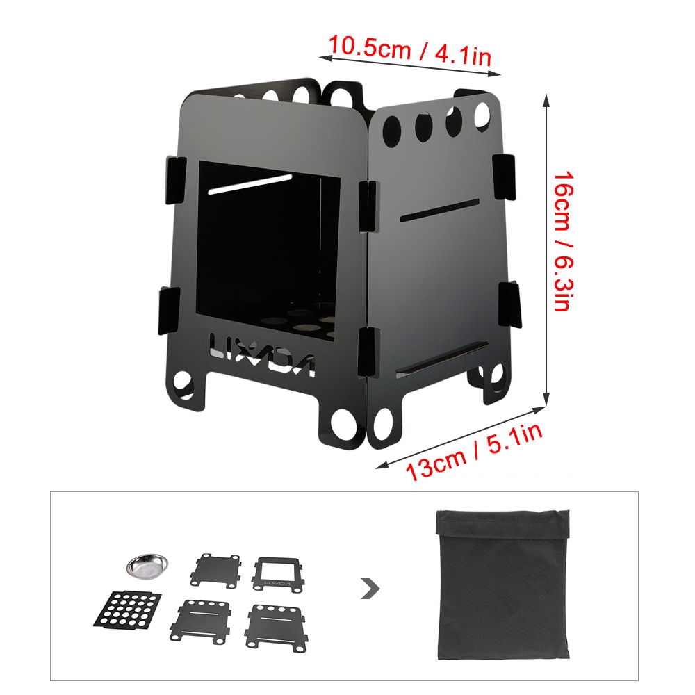 Lixada poêle à bois pliant poêle à alcool Portable pique-nique en plein air cuisinière barbecue brûleurs titane Camping poêle en acier inoxydable avec sac: Type1-3