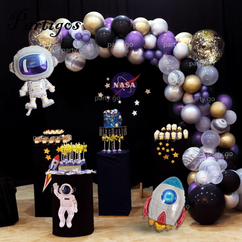 98 Stks/partij Outer Space Party Astronaut Ballon Rocket Folie Ballon Boog Guirlande Thema Party Boy Kids Verjaardag Decor Helium Global