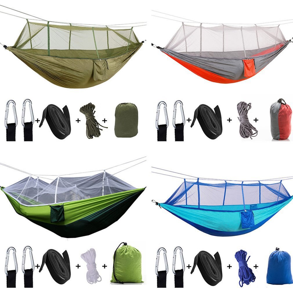 Portable Outdoor Mosquito-proof Aerial Camping Hammock Breathable Anti-mosquito Durable Hammock Hanging Bed Sleeping Swing