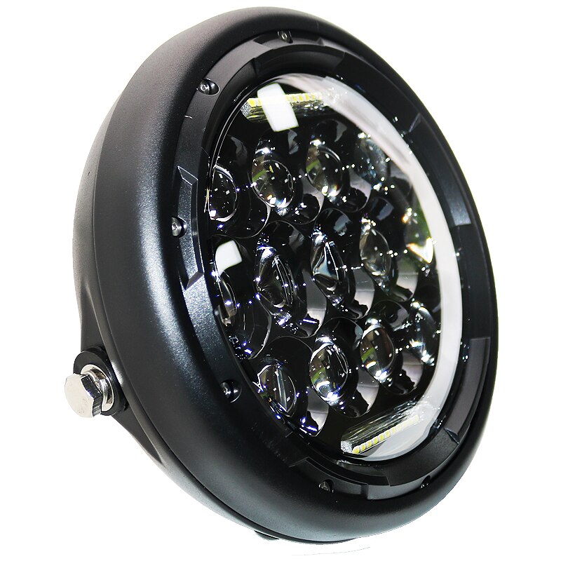 7,5 zoll Motorrad LED Scheinwerfer Universal- Motor- 7Zoll Runde Kopf Lampe Schwarz Scheinwerfer für Harley Cafe Rennfahrer Bobber Honda: hell