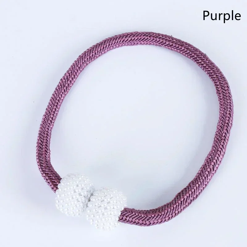 Porte-rideau magnétique perlé, supports de rideau, clips de structure arrière, boule de confrontation, accessoires de décoration, 2 pièces: Violet / 30-35cm