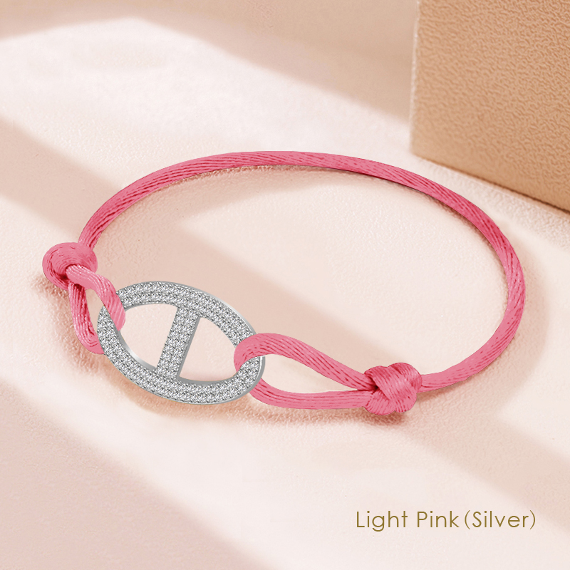 Maanlicht Mode Klassiek Varken Neus Zijden Touw Bedelarmband Voor Vrouwen Zirkoon Verstelbare Armband Vrouwelijke Sieraden 14 Kleuren