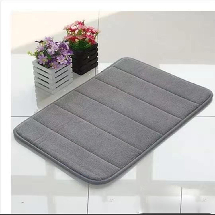Home Bath Mat Coral Fleece Bathroom Carpet Water Absorption Non-slip Memory Foam Absorbent Washable Rug Toilet Floor Mat: gray