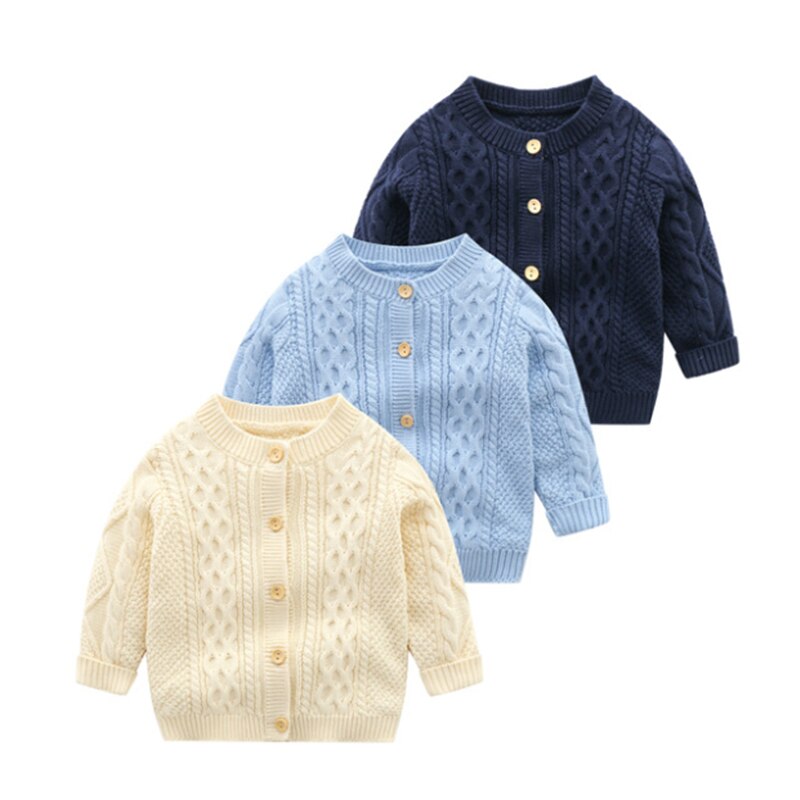 Baby Jungen Einfarbig Strickjacke Jacke Frühling Herbst Neue Hübsche Baby Gestrickte zur Seite fahren Lange-Ärmel Mantel Für 3-18 monate