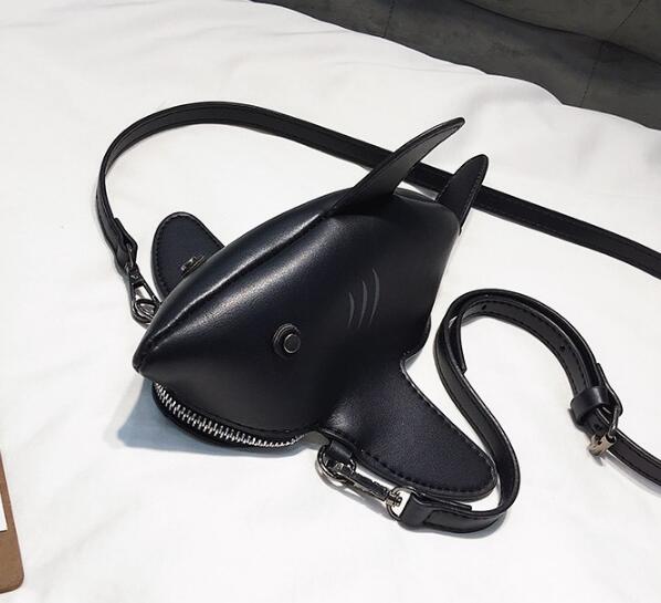 Divertente Personalità Carino squalo Disegno dell'UNITÀ di elaborazione di Cuoio casuale Sacchetto di Spalla del Tote di Crossbody mini Sacchetto Del Messaggero Della Borsa del Sacchetto di Frizione Della Borsa lembo: 1