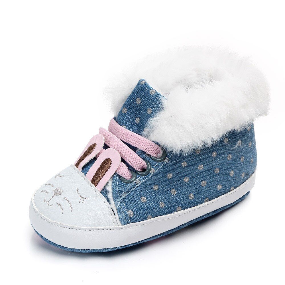 Leuke Konijn Canvas Winter Baby Pluche laarzen meisjes Jongens booties Super Warm Houden Baby Peuter schoenen: blue / 3