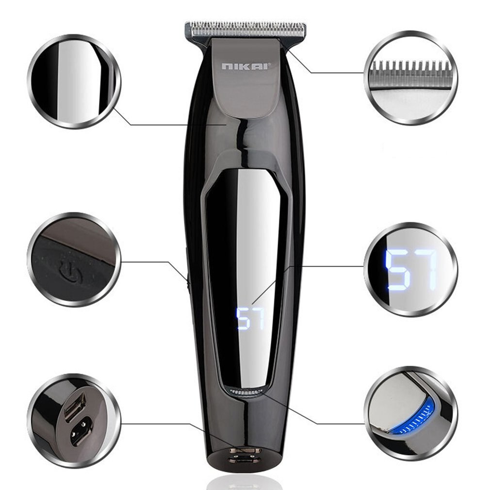 Lcd affichage numérique tondeuse à cheveux tête d'huile pousser blanc électrique tondeuse Salon de coiffure coupe de cheveux sculpture petit Fader