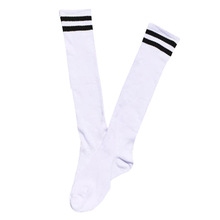 Calcetines largos para niños y adultos, calcetín de fútbol y béisbol, hasta la rodilla, 6 colores: Blanco