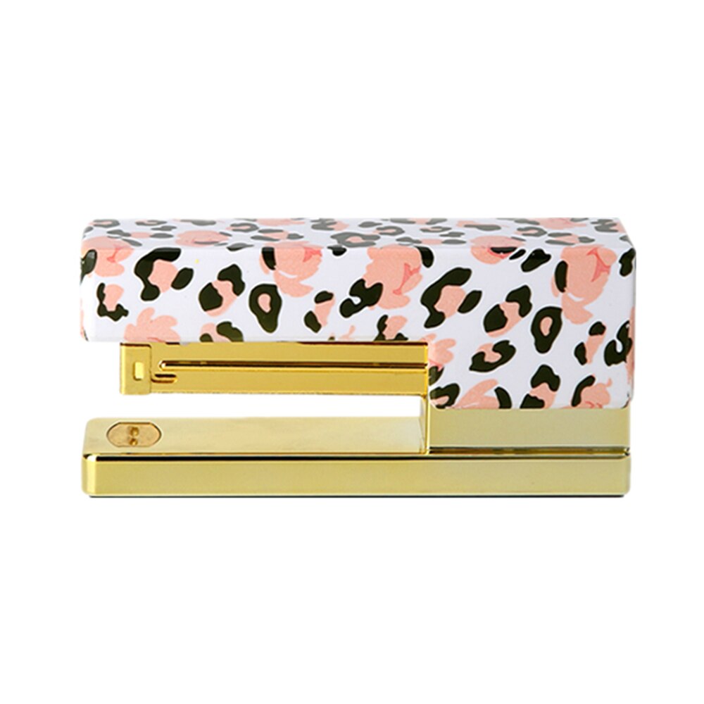 Leopard Stapler 20 Sheets Capacity Gold Glitter Desktop Staplers with Non-slip Base for School Office Home Stapling Supplies