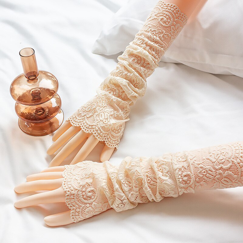 Darmowe letnie koronkowe rękawiczki przeciwsłoneczne rękawiczki damskie ochrona przeciwsłoneczna naramiennik moda oddychający rękaw koronkowy naramiennik dekoracyjny