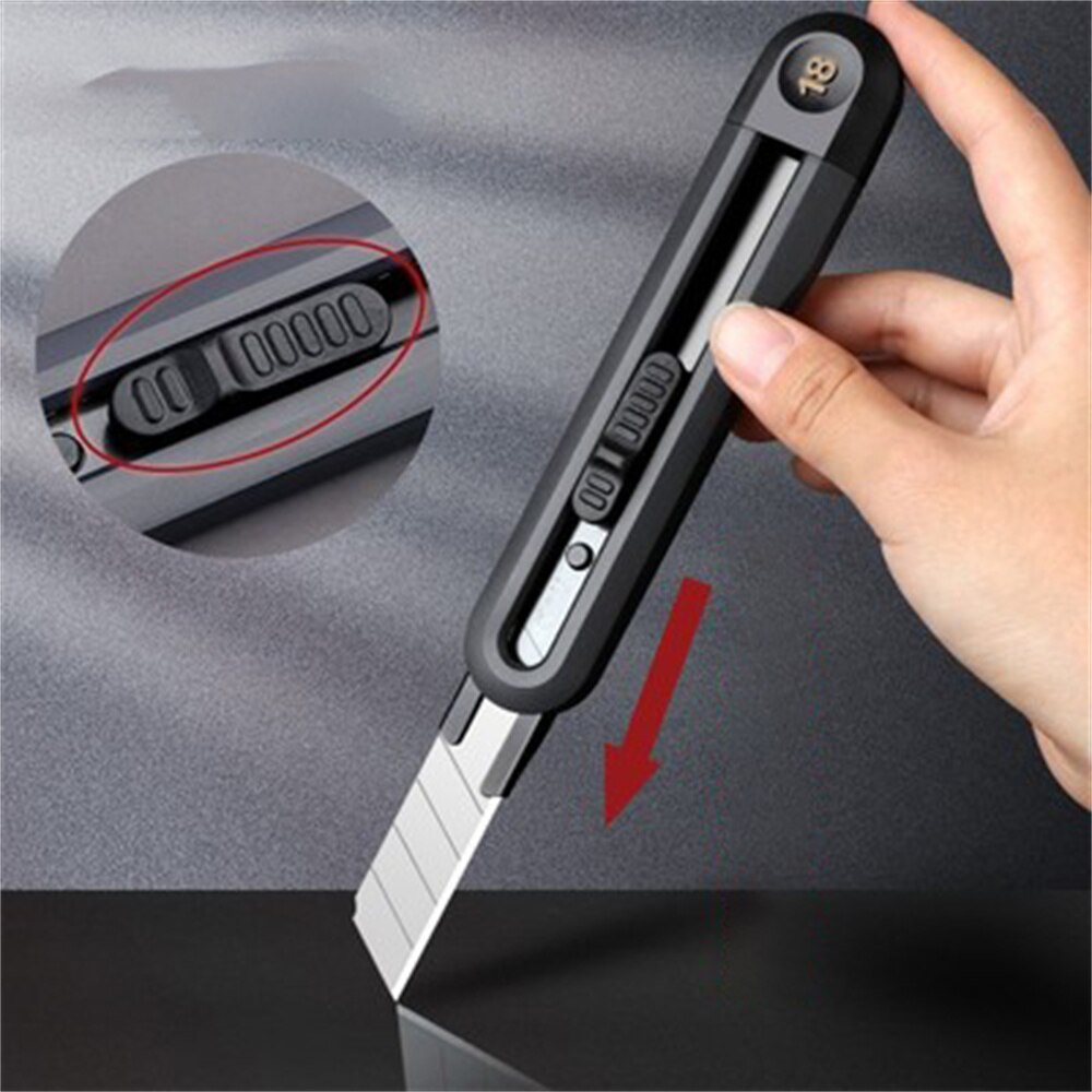 1pc Retractable Utility Knife Express Box Opener Handmade Paper Cutter Auto Lock Carbon Steel Sharp Cutting Tool Office Supplies