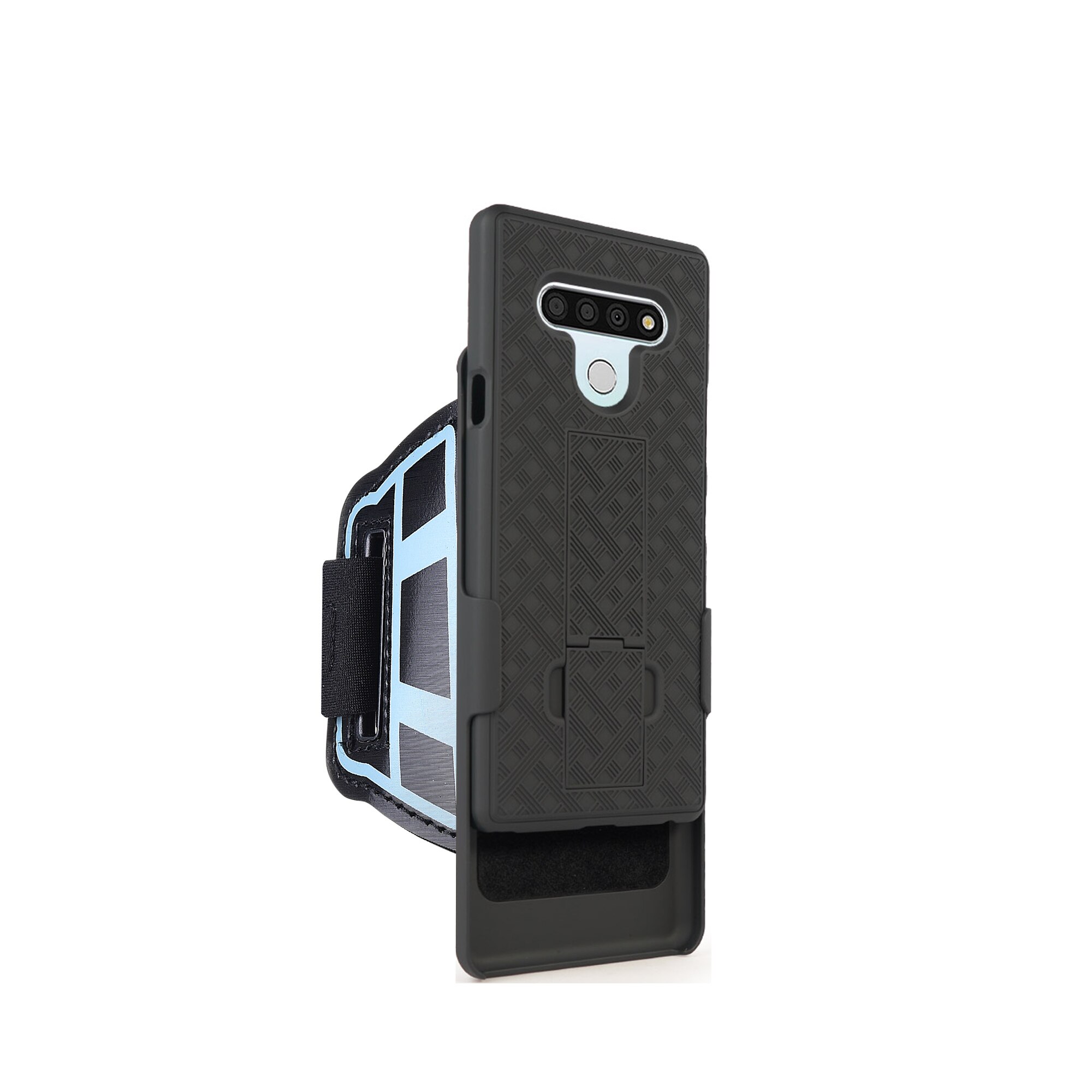 2in1 Armband Phone Case Sports Running Arm Band Wristband Holder Belt Clip Case For LG Stylo 6 Hard Back Shell Cover