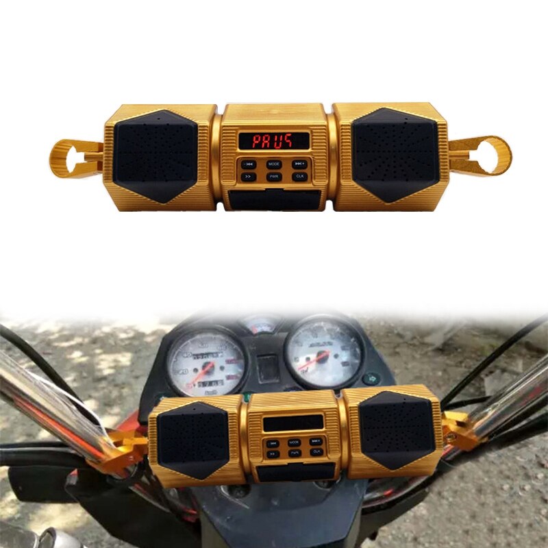 Reproductor MP3 para motocicleta, altavoz con manillar, Bluetooth, música, Radio FM, soporte ajustable impermeable, Audio estéreo para bicicleta, 12V: Default Title