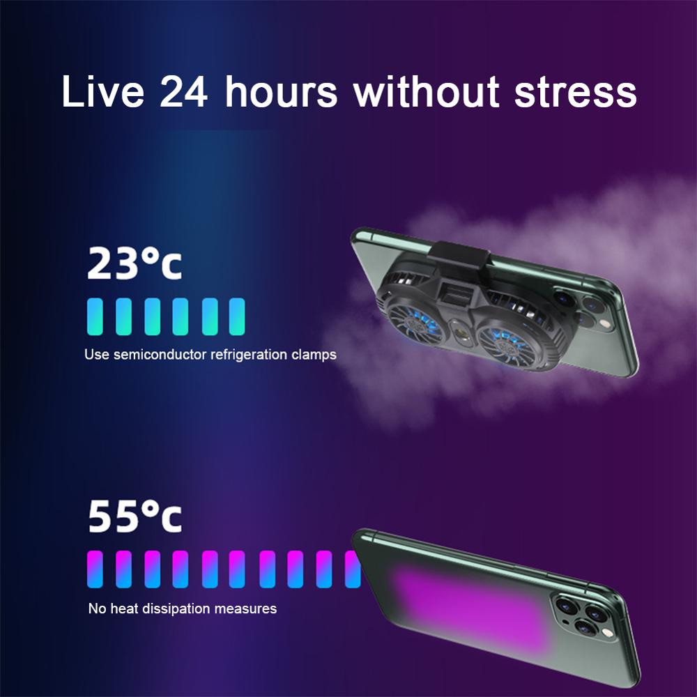 Universele Mobiele Telefoon Radiator Halfgeleider Dubbele Cooler Fan Telefoon Houder Gamepad Controller Koellichaam Gaming Telefoon Cooler