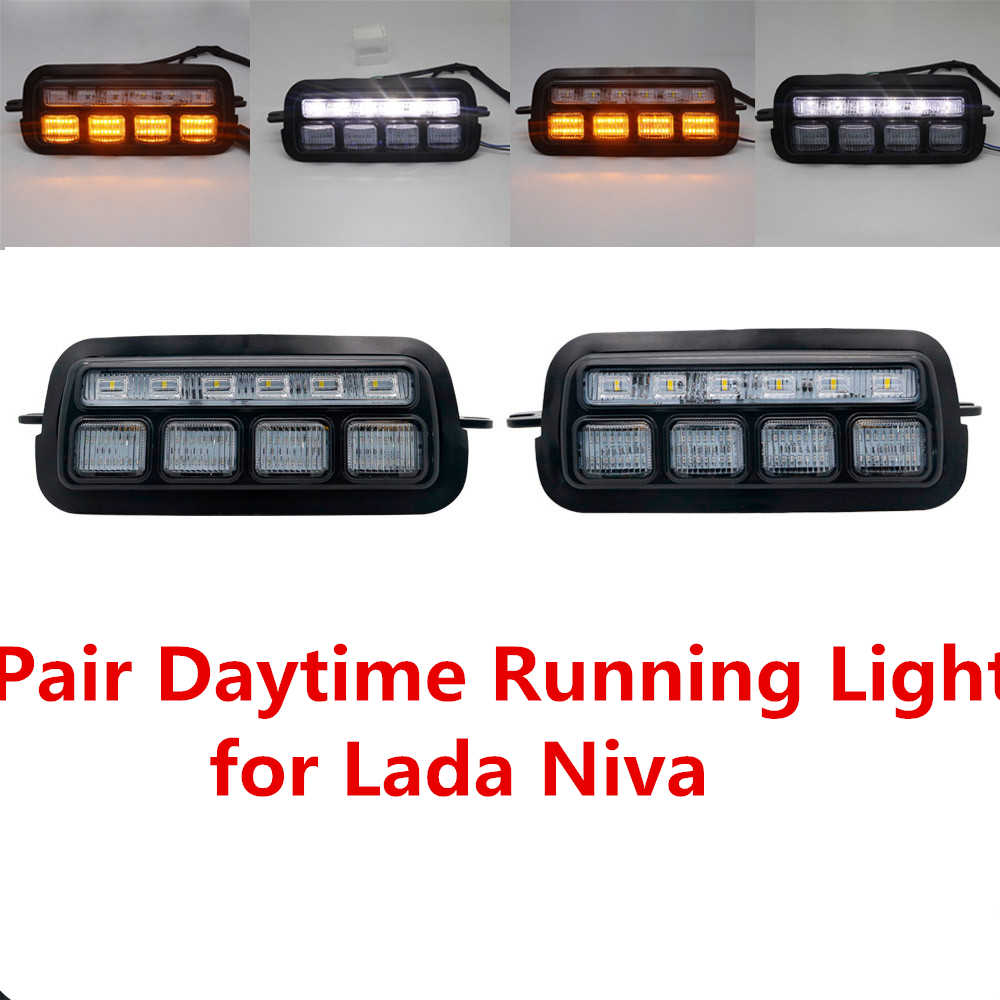 Voor Lada Niva 4X4 Urban 1995 Side Led Drl Wit Running Amber Richtingaanwijzer Functie Accessoires Led achterlicht Relais