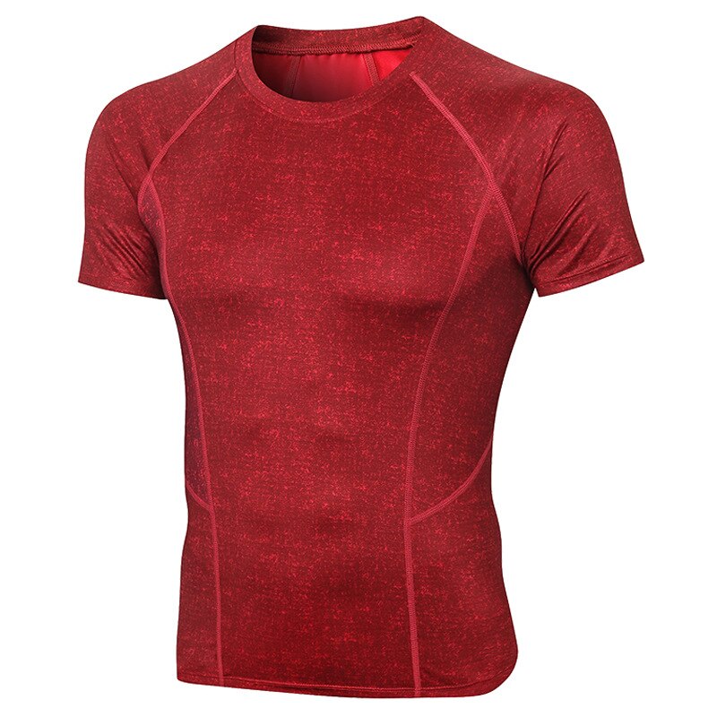 Mens Compression Shirt Fitness Gym Shirt Bodybuilding Gym Clothing Running tshirt Men 3D Print Shirts For Men Muscle TShirt Tops: Red / EUR M