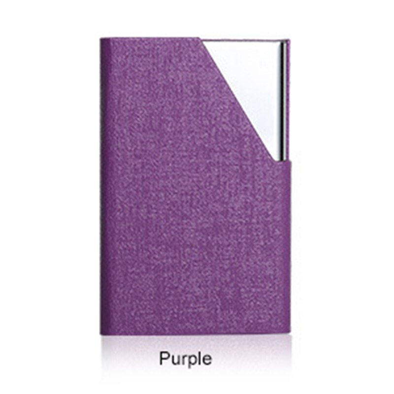 LILY QUEEN Women ID Card Holder Credit Cards Case Metal Stainless Steel Aluminum Alloy: Purple 