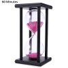 60 Minutes Hourglass Sand Timer for Kitchen School Modern Wooden Hour Glass Sandglass Sand Clock Tea Timers Home Decoration: BLACK PINK