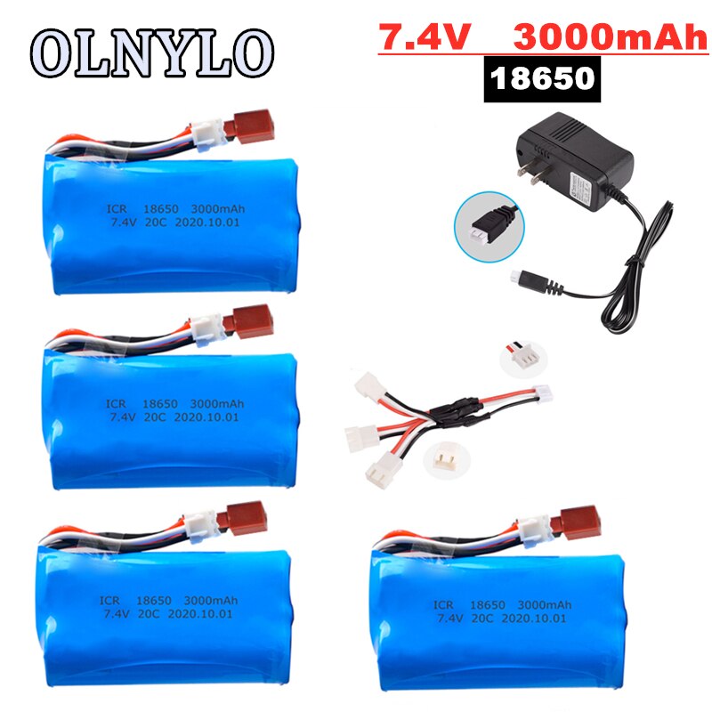18650 7,4 V 3000MAH Batterie T Stecker für Q46 Wltoys 10428 /12428/12423 RC Auto Ersatzteile Zubehör Wltoys 144001 a959-B A969-B