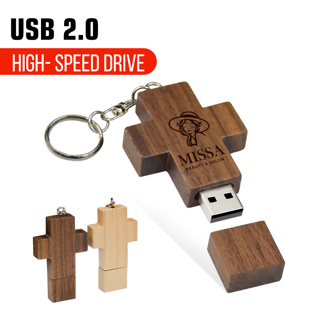 USB (gratis logo) creatief houten kruis Christian usb 2.0 flash drive 4GB 8GB 16GB 32GB 64GB pen drive memory stick Flash Disk