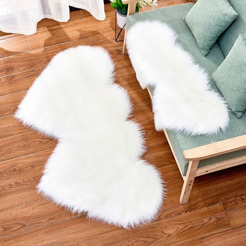 Pluche lange wol faux fur cupido tafel mat liefde double heart baby foto props mat winter harige dikke warm ontvangende deken: white 60X120cm