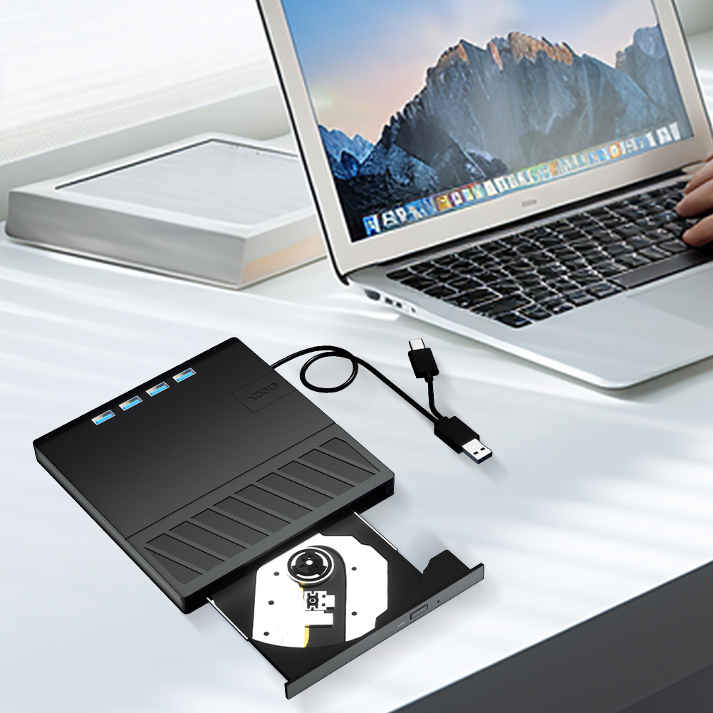 7-em-1 USB 3.0 Tipo C CD Externo DVD RW Unidade Óptica Slim DVD Player Gravador Leitor para Windows XP/7/8/10/11 Laptop Desktop