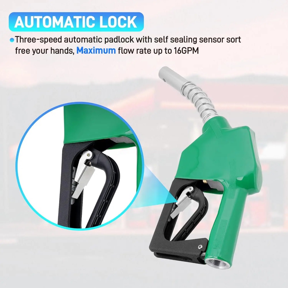 Bico de abastecimento com desligamento automático, bico para gasolina/diesel em liga de alumínio à prova de vazamentos, adequado para abastecimento em postos de gasolina e garagens.