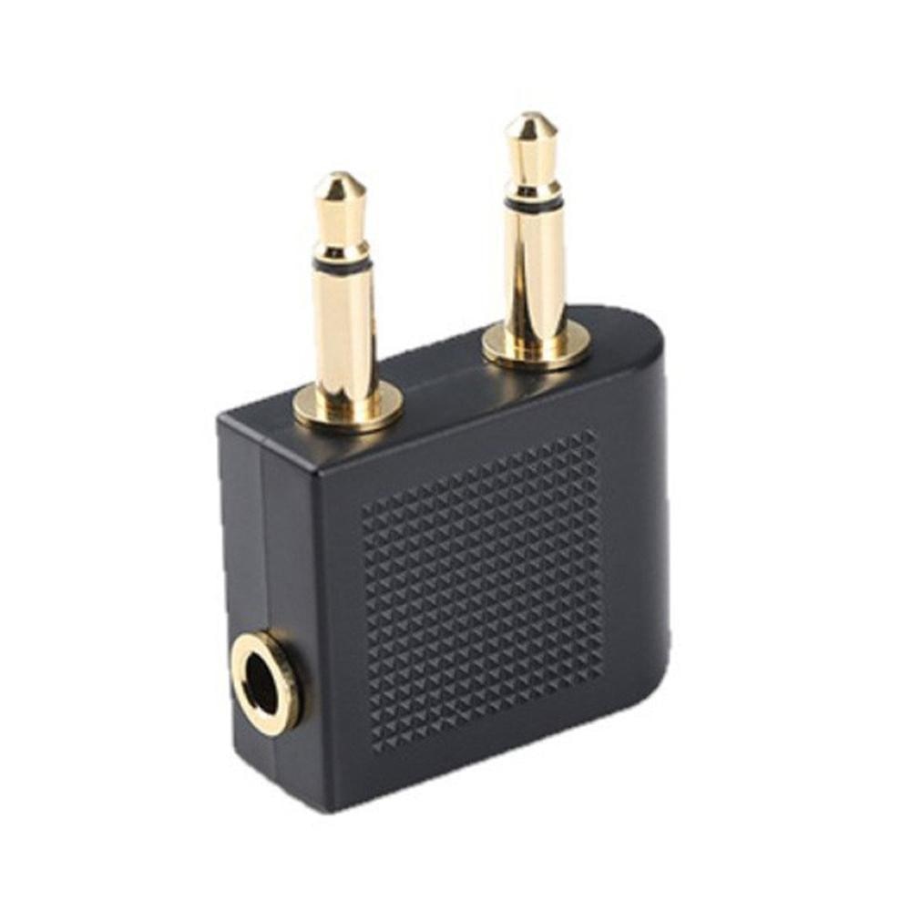 One female to two male audio converter Airplane Airline Headphone Adapter For Audio Jack 2 Plug 1 piece