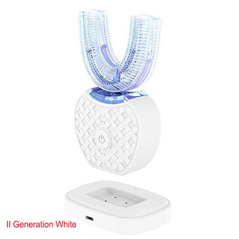 Brosse à dents électrique sonique automatique 360 degrés, brosse à dents électronique Ultra sonique degrés, Rechargeable USB, 4 modes, brossage des dents: II Generation White