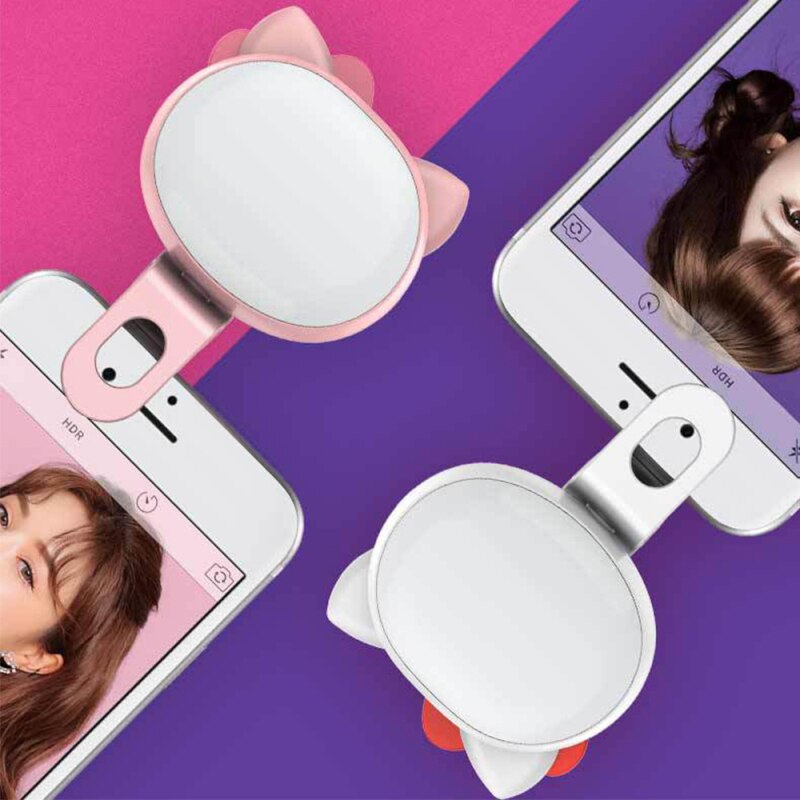 360° Rotatable Mobile Phone Fill Light LED Selfie Ring Light 32 Lamp Beads 3 Levels Dimming Brightness Photography Clip Light