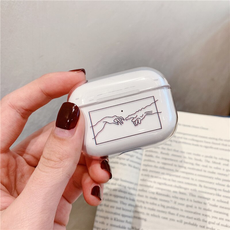 Kunstnerisk abstraktion mønster til airpods pro sag gennemsigtig hård bluetooth hovedtelefon beskyttelsesetui til air pods pro: Til airpods pro 02