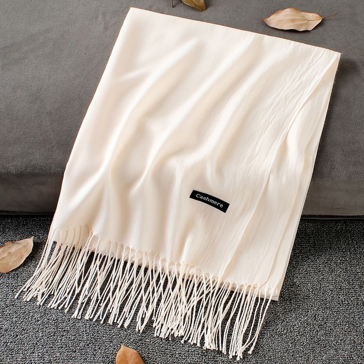 Weiche Kaschmir Schals Frauen Herbst Neue Feste Farbe wickelt Dünne Lange Schal mit Quaste lässig Dame Winter Weibliche Schal