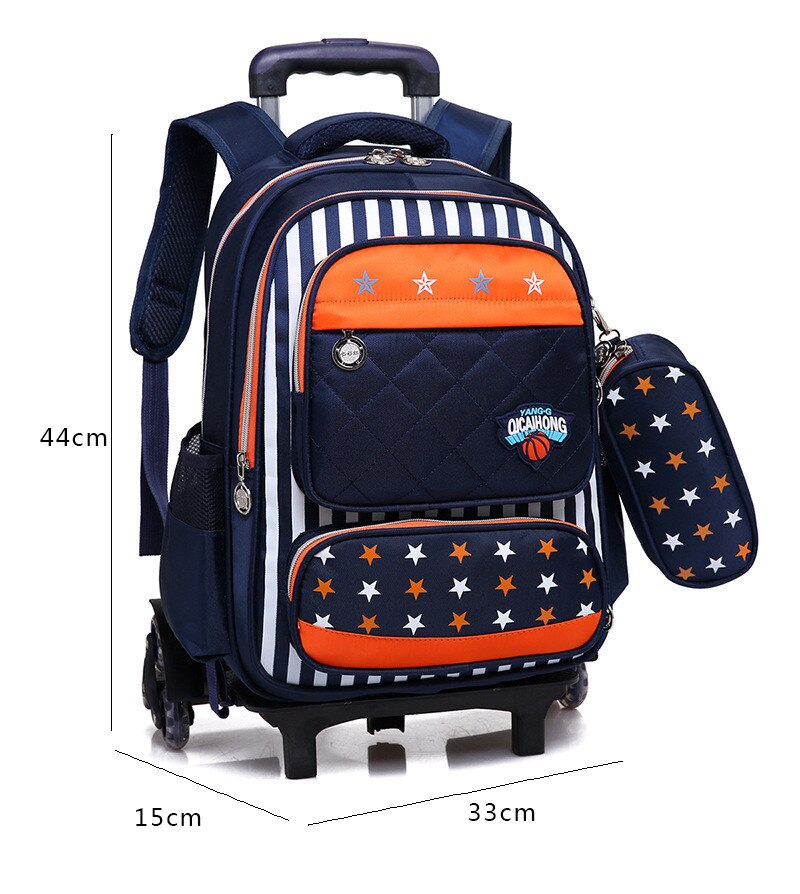 Kids 2/6 Wheels Removable Trolley Backpack Wheeled Bags School Bag for Boys Girls Travel Bags Child School Backpack Mochila