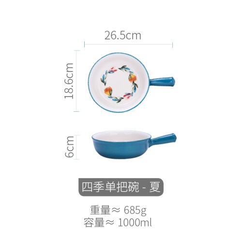 hand-painted ceramic baking bowl salad bowl soup bowl breakfast bowl microwave oven cheese baked rice wy121704: A