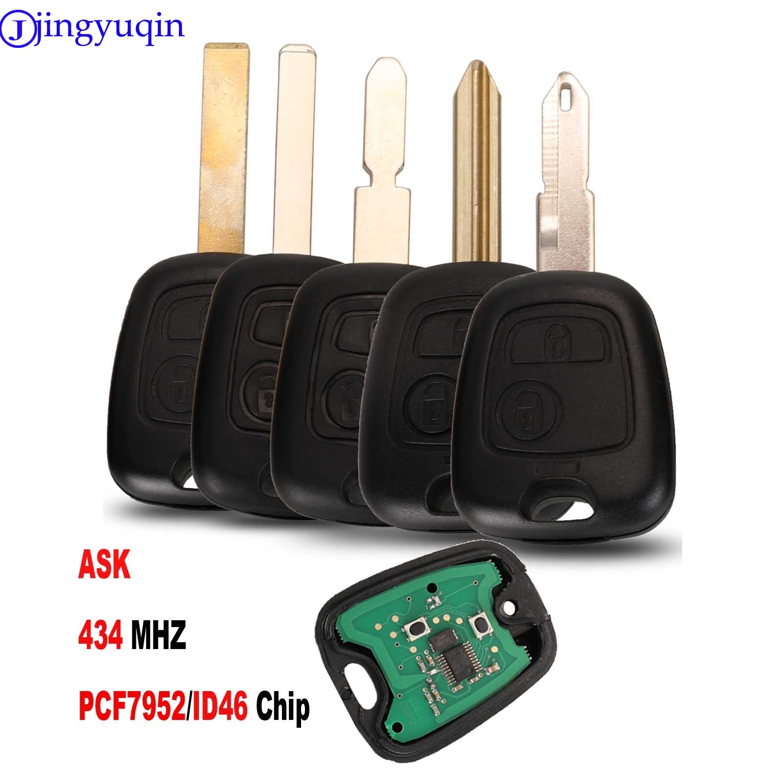 Jingyuqin 2 Knoppen Vragen Afstandsbediening Sleutelhanger Controller Voor Peugeot 206 433Mhz Met PCF7961 Transponder Chip