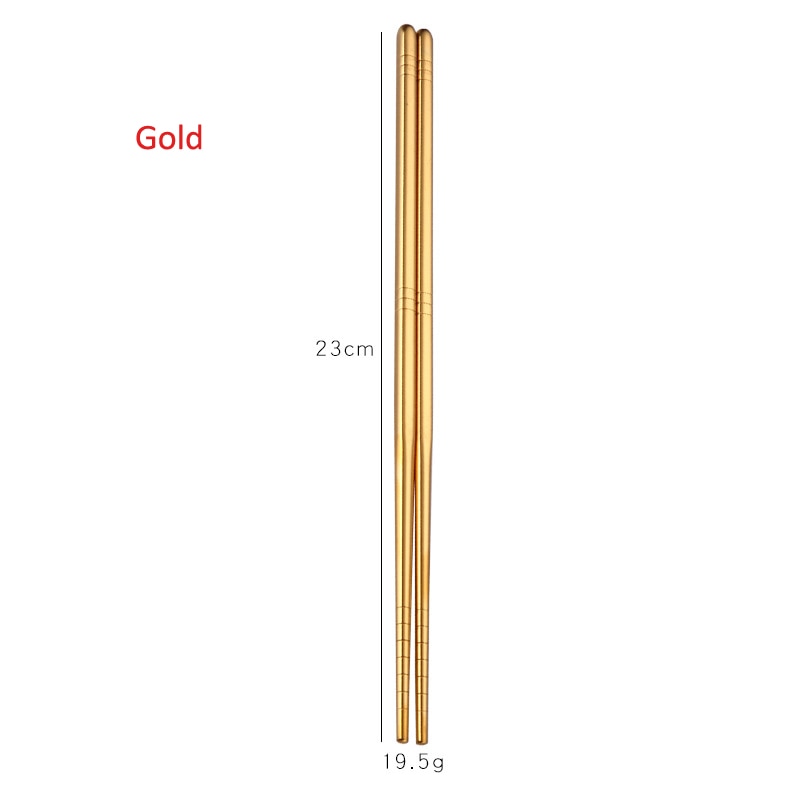 Reusable Chopsticks Silver / Gold / Rose Gold / Rainbow Chopstick Durable Sushi Noodle Stainless Steel Chop Sticks