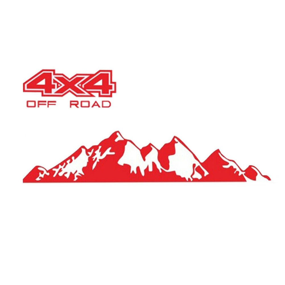 Pegatinas de vinilo de para coche, pegatina roja de 4x4 para falda lateral de coche y montaña de nieve, para camioneta, RV, 1 unidad