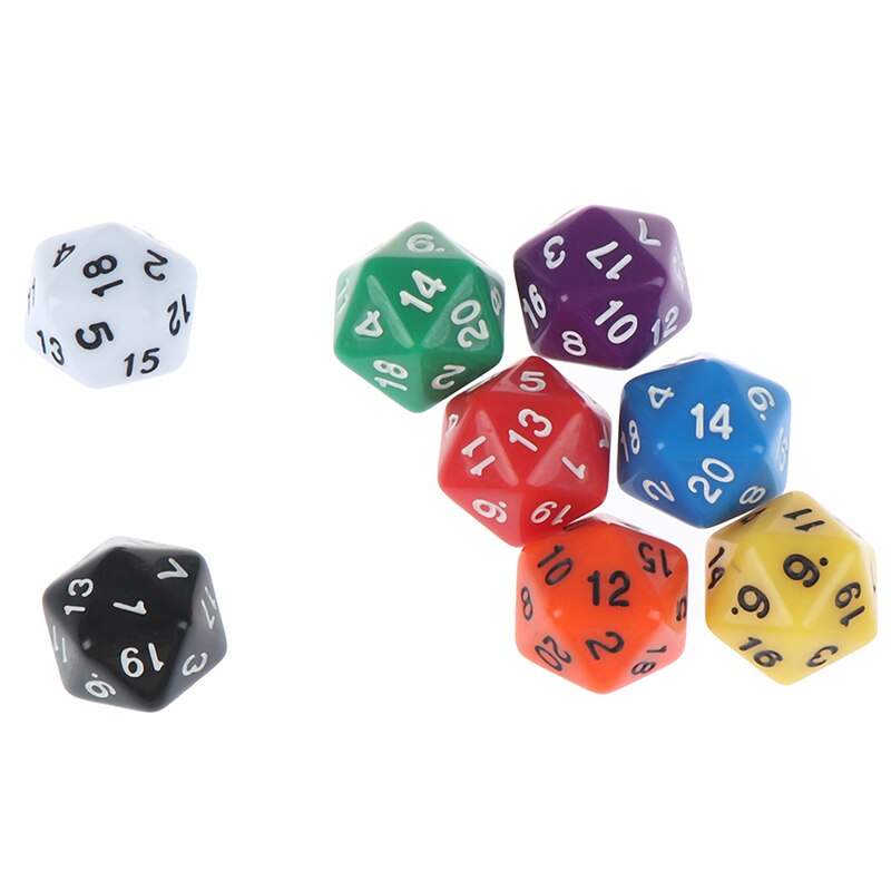 Dados d20 para jogo de tabuleiro, acessório para jogos de tabuleiro e jogos de mesa com 20 cores ricas, 1 peça dados digitais acrílicos,