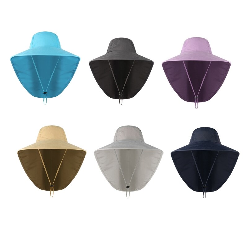 Men Boonie Hat Sun Protection Wide Brim Sun Hat Men Boonie Hat with Neck Rope UV Protection Hat Wide Brim Mesh Hole Cool