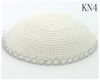 17cm HANDGEMACHTE GESTRICKTE KIPA KIPPA: silver lace
