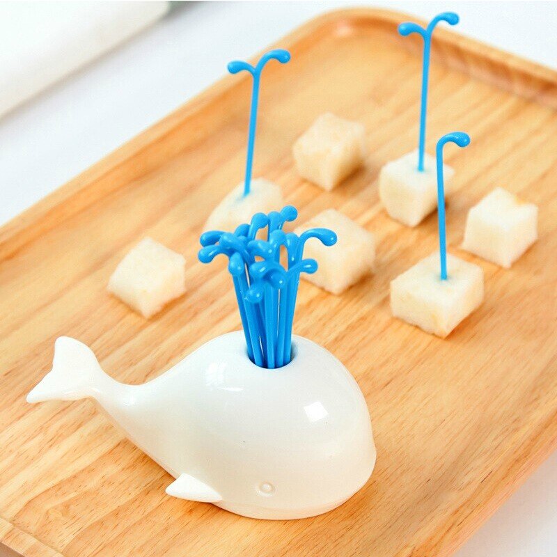 16 stks/set Milieuvriendelijke Tandenstokers Walvis Spray Fruit Dessert Vork Kit Party Tools voor Tandenstoker Case Keuken Home Decoratie