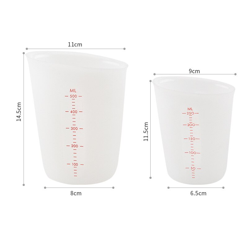 250/500Ml Siliconen Maatbeker Epoxyhars Split Cups Flexibele Keuken Bakken Tool Melk Cup Wasbare Herbruikbare