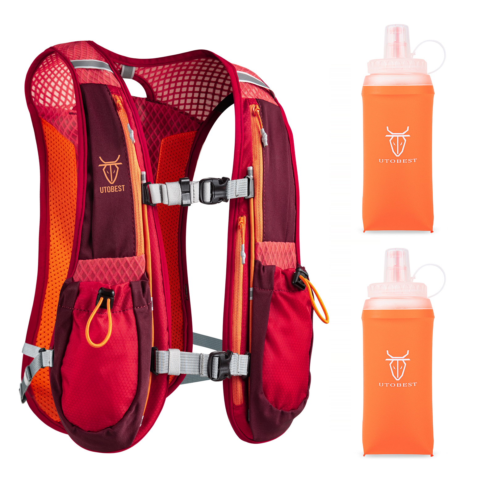 Utobest trailrunning rugzak 5l ultralichte hydratatievest ademende functionele rugzak voor marathons, fietsen en wandelen: Paarse kleur