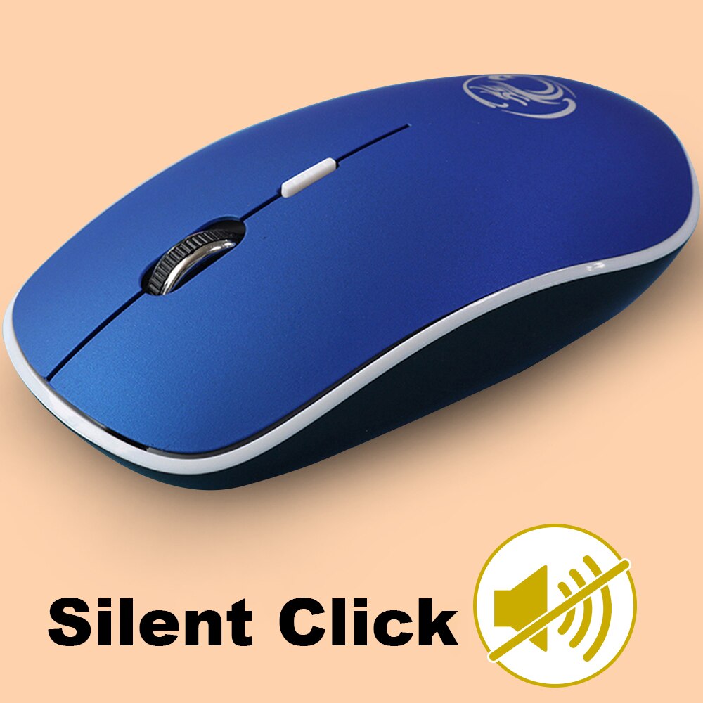 Silent Wireless Mouse PC Computer Mouse Gamer Ergonomic Mouse Optical Noiseless USB Mice Silent Mause Wireless For PC Laptop: Blue Silent Click