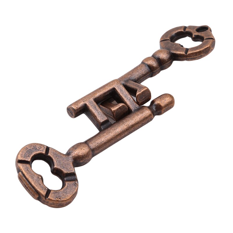 2Pcs Red Copper Lock Puzzle Metal Ring Solution Intellectual