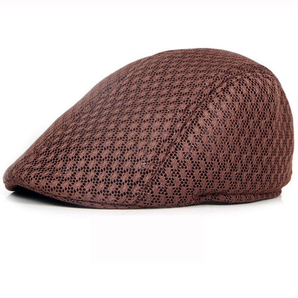 2019 brytyjski styl klasyczny mężczyzna kobiet Mesh berety czapki lato dorywczo jednolity kolor czapki z daszkiem berety kapelusze oddychająca czapka Casquette: coffee