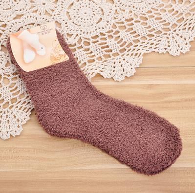 Winter Cute Fuzzy Socks Candy Color Soft Women Fluffy Socks Coral Velvet Warm Sleep Floor Socks yellow blue: Brown