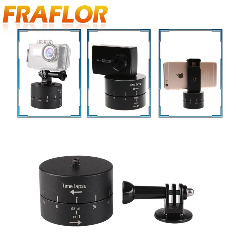 60/120 Minute Automatic Time Lapse 360 For GoPro Rotation Time Lapse Timer Tripod Head Photography Delay Automatic Tilt Head