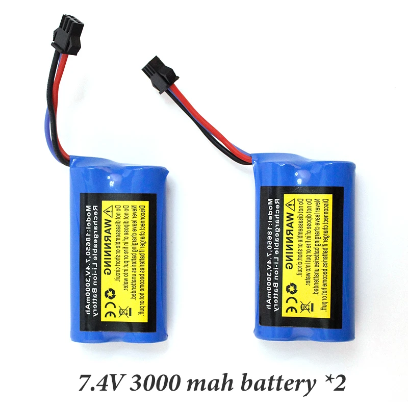 Batterie Li-ion 7.4v 3000mAh 18500 pour MN82 MN82S MN99S MN168 MN128 1300mah 1/12 RC camion/voitures pièces de rechange 2S 7.4V: Burgundy